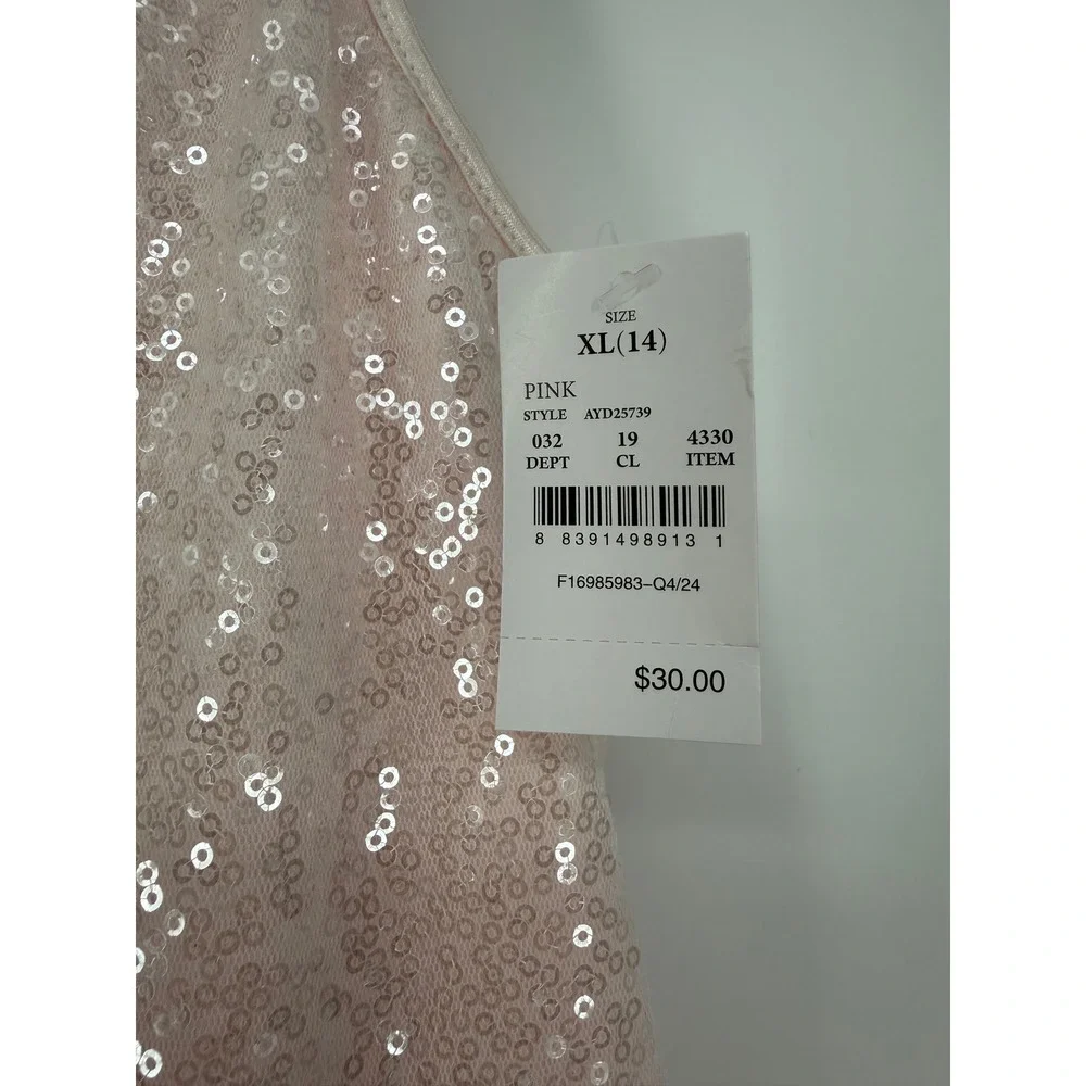Zenzi Girls Pink Sequin Floral Tulle Party Dress Size XL 14 New With Tags